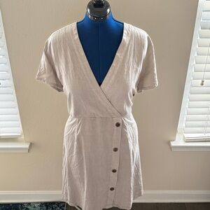 Elegant Beige Wrap Dress